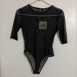 Sheer Black Mesh Bodysuit Top